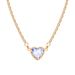 Golden chain necklace with heart diamond pendant.