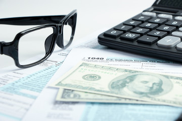 Tax form financial concept