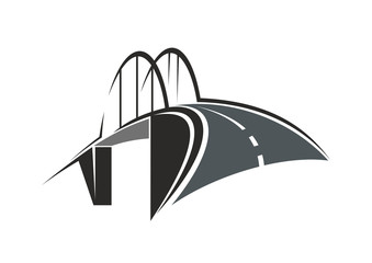 Arch bridge and road icon