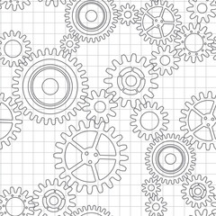 Seamless pattern of gear wheels