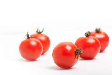 Red Cherry Tomatoes on White Background