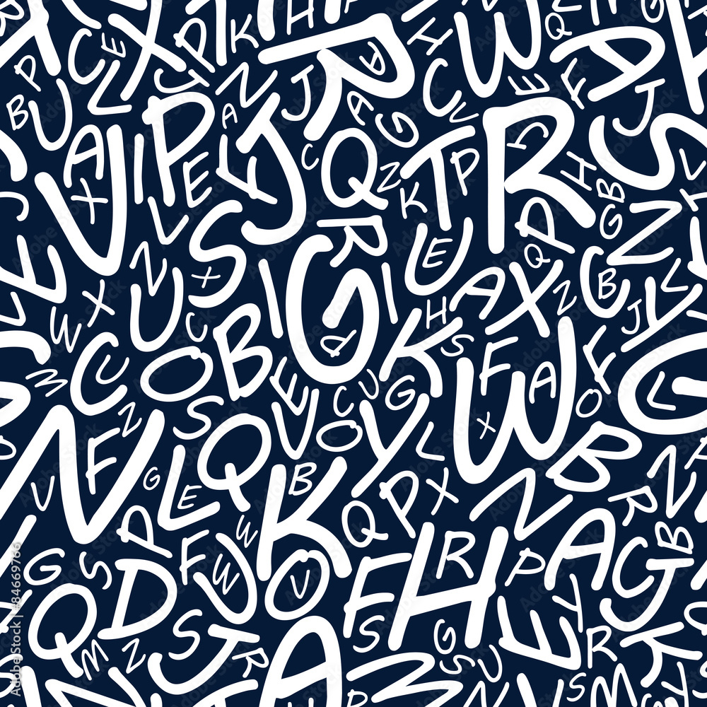 Poster Abstract alphabet letters in seamless pattern