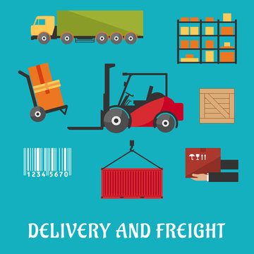 Delivery and freight flat infographic
