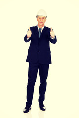 Construction businessman showing ok sign