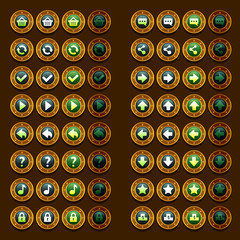 steam punk game icons buttons icons, interface, ui