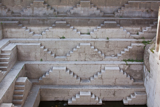 Four hundred year old step well in the village of Anjana in Rajasthan, India