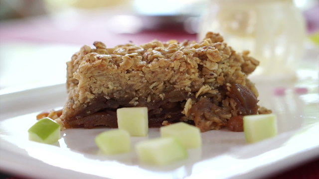 Apple Pie crumble freshly Baked with vanilla ice cream and whip cream
