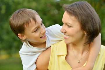  Mother with son in park