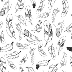 Vector feather background, retro pattern - 84672542