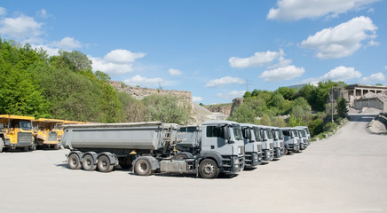 trucks in a quarry