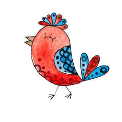 Abstract watercolor red bird