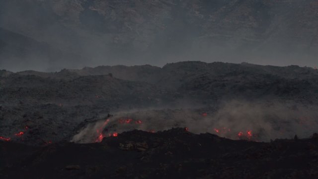Mount Etna lava flow in "Valle del Bove" - Eruption in May 2015