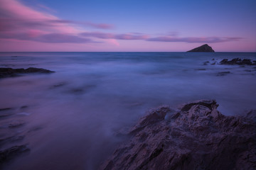 Long exposure bllured seascape at twilight