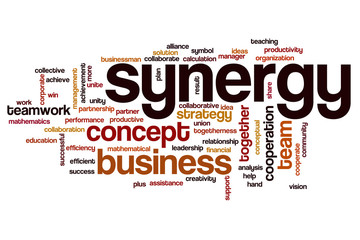 Synergy word cloud concept