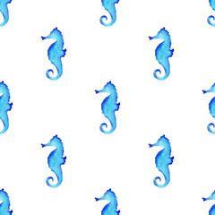 Watercolor sea horse pattern