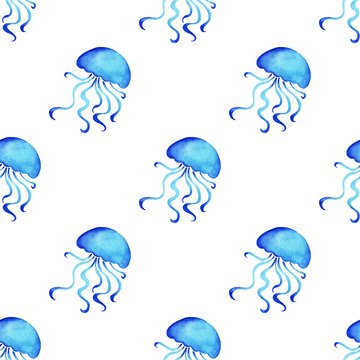 Watercolor jellyfish pattern