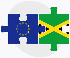 European Union and Jamaica Flags in puzzle