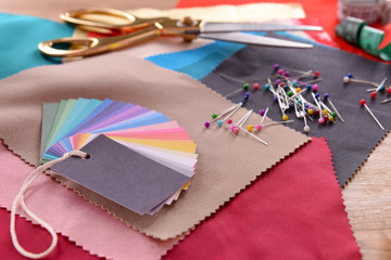 Samples of colorful fabric, closeup