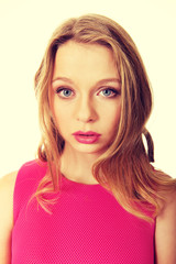 Naklejka premium Beautiful woman with bright make up