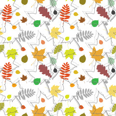 Obraz premium Autumn leaves seamless pattern