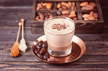 Cocoa drink from grated cocoa. Bio organic product