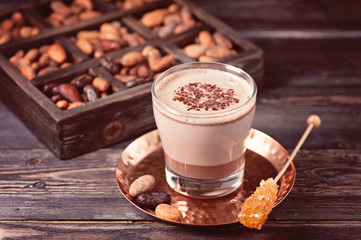 Cocoa drink from grated cocoa. Bio organic product