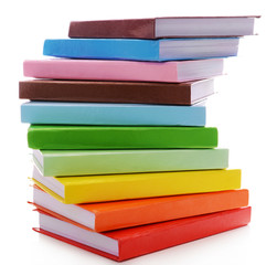 Stack of colorful books isolated on white