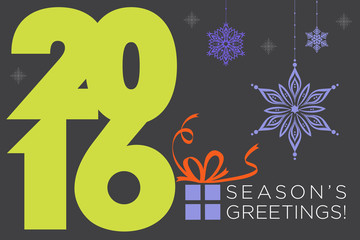 Happy Holidays 2016. Seasons Greetings. Colorful, stylish design.