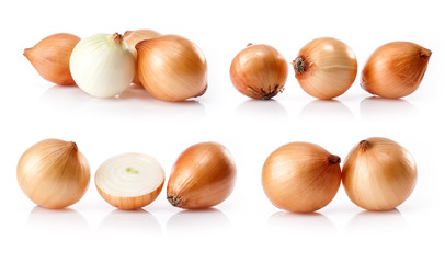 composite of fresh onion  isolated on white background