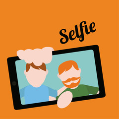 selfie illustration over color background