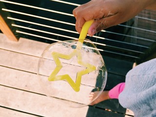 blowing bubbles