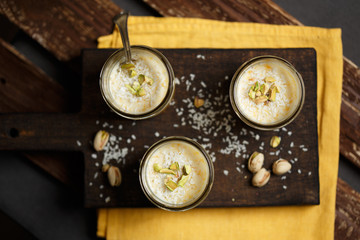 Panna cotta with mango puree
