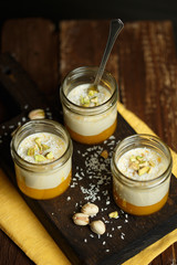 Panna cotta with mango puree