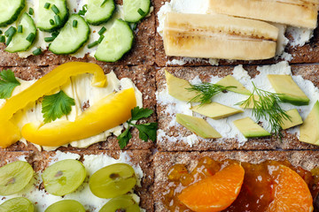 Tasty vegetarian sandwiches, close up