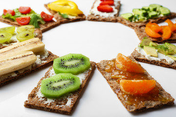 Tasty vegetarian sandwiches, isolated on white