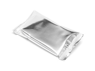 blank snack foil packaging isolated on white background