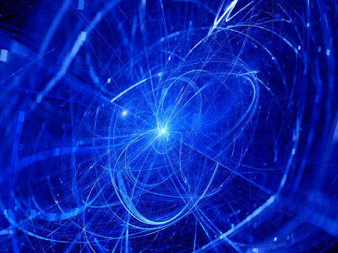 Blue glowing trajectories in space