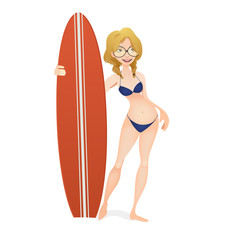 Girl with a surfing board