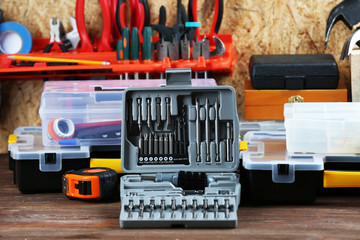 Set of tools in workshop
