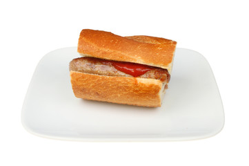 Sausage in crusty bread