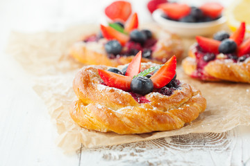 Tasty buns with berries