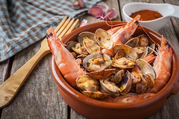 Printed kitchen splashbacks Sea Food Seafood style clams