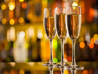 Glasses of champagne with blur background