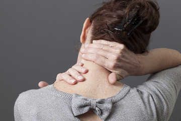 neck and shoulder gestures for releasing tension in back - 84684502