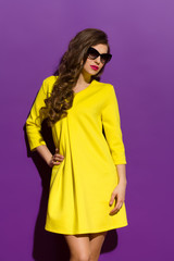 Fashion Model On A Purple Background