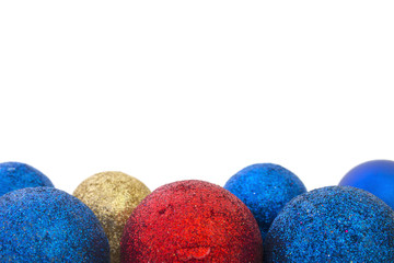 Christmas toys closeup on white