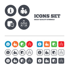 Information sign and group. Communication icons.