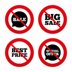 Sale icons. Special offer speech bubbles symbols