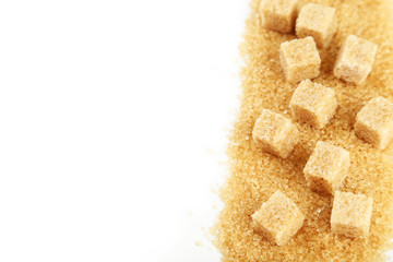 Brown sugar on white background