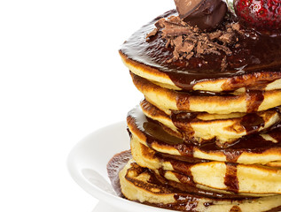 Pancakes with chocolate syrup